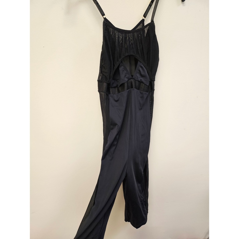 Aria Black Mesh Panel Bodysuit Adjustable Straps Size Medium JWP1072